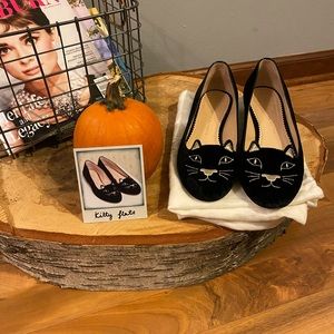 COPY - COPY - Charlotte Olympia Velvet Kitty Flats